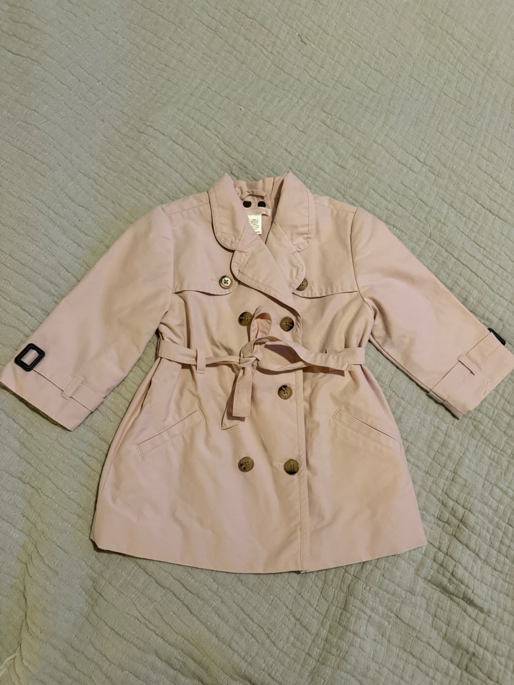 Janie and Jack Girls' Pale Pink Trench Coat with Belt EUC 1505